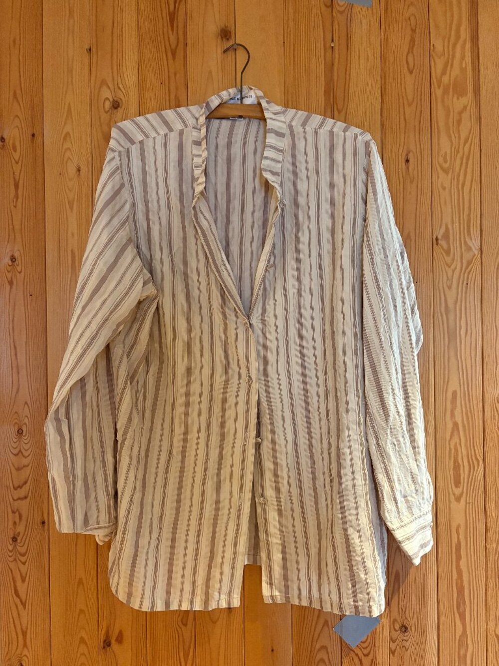 Cream and Taupe Anne Klein II Button Down Blouse